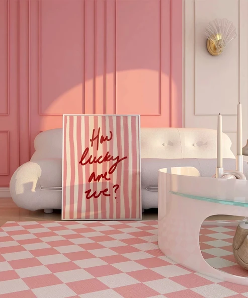 Çerçevesiz Poster How Lucky Are We Çizgili Desenli - Resim 5