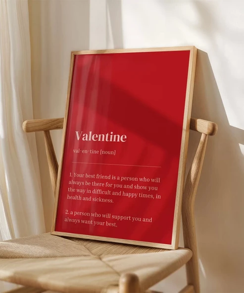Çerçevesiz Poster Valentine Tanımı Tipografik - Resim 5