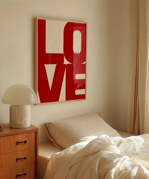 Çerçevesiz Poster LOVE You Büyük Tipografik - Resim 5