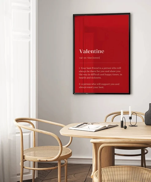 Çerçevesiz Poster Valentine Tanımı Tipografik - Resim 4