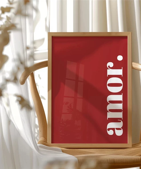 Çerçevesiz Poster Amor Yazılı Minimal - 4