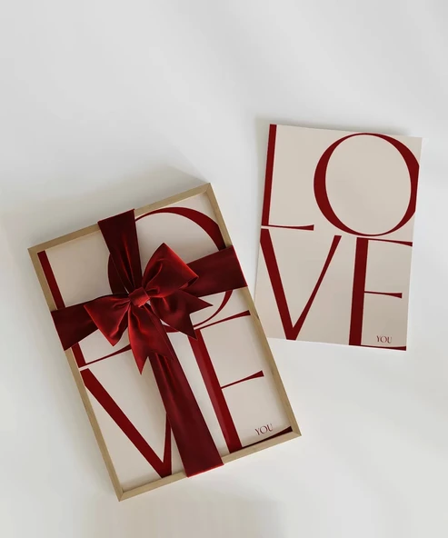 Çerçevesiz Poster LOVE You Minimal ve Şık Tipografik - Resim 2