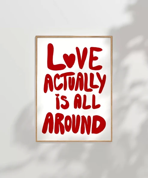 Çerçevesiz Poster Love Actually Tipografi - Resim 7