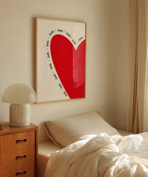 Çerçevesiz Poster Love Yazılı Kalp Tasarımlı - Resim 5