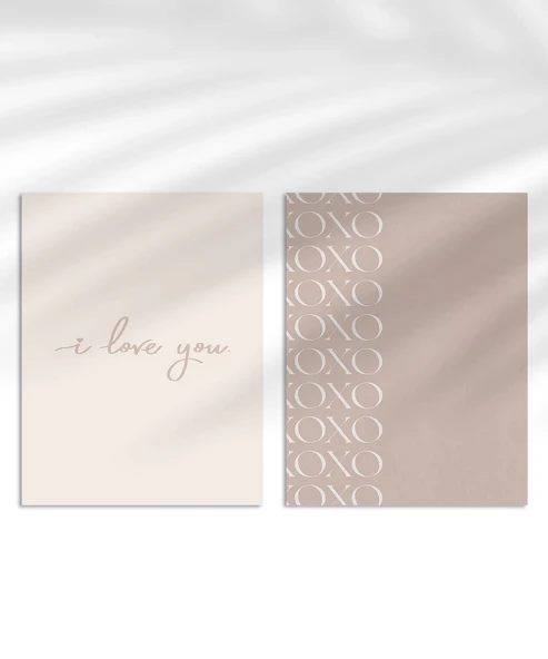 Çerçevesiz Poster I Love You ve XOXO Minimal  Set ürün görseli