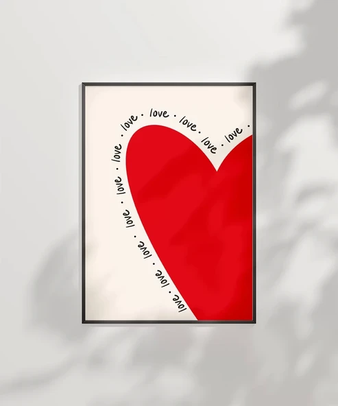 Çerçevesiz Poster Love Yazılı Kalp Tasarımlı - Resim 7