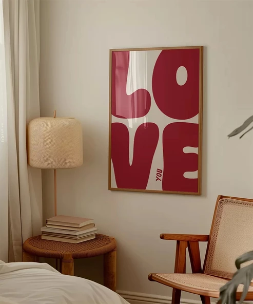 Çerçevesiz Poster LOVE You Büyük Harf Tipografik - Resim 4