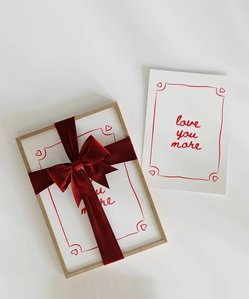 Çerçevesiz Poster Love You More El Yazısı ve Çerçeve Tasarımlı - Resim 2