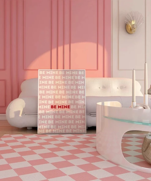 Çerçevesiz Poster Be Mine Tipografik Aşk - Resim 4