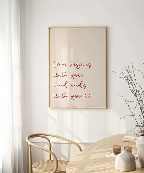 Çerçevesiz Poster Love Begins and Ends With You - Resim 4
