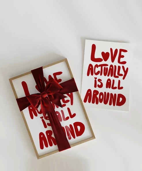 Çerçevesiz Poster Love Actually Tipografi - Resim 2