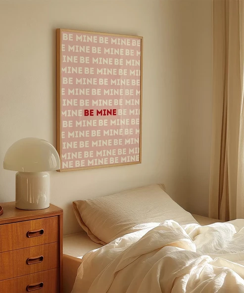 Çerçevesiz Poster Be Mine Tipografik Aşk - Resim 5