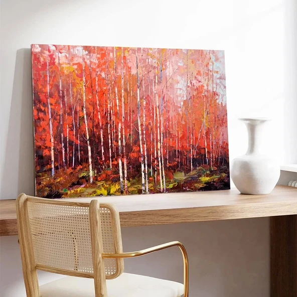 Sonbahar Ormanı Yangını Kanvas Tablo - Resim 3
