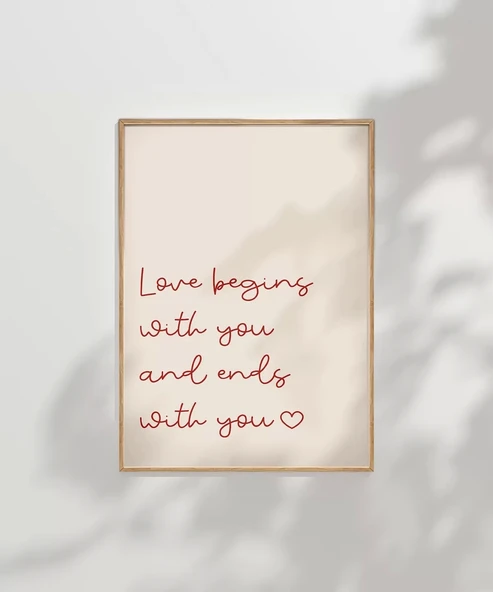 Çerçevesiz Poster Love Begins and Ends With You - Resim 6