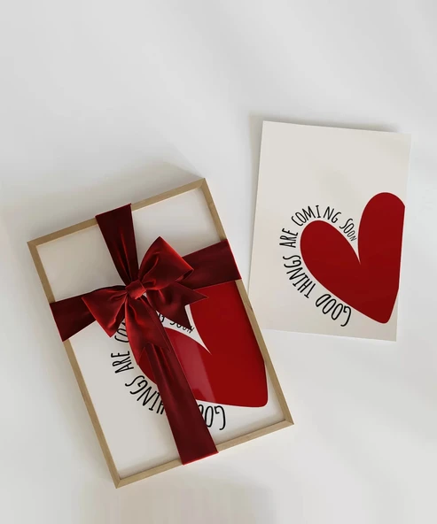 Çerçevesiz Poster Good Things Are Coming Kalp Tasarımlı - Resim 2