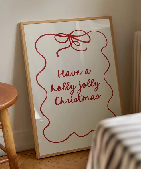 Çerçevesiz Poster Holly Jolly Christmas Mesajı ürün görseli