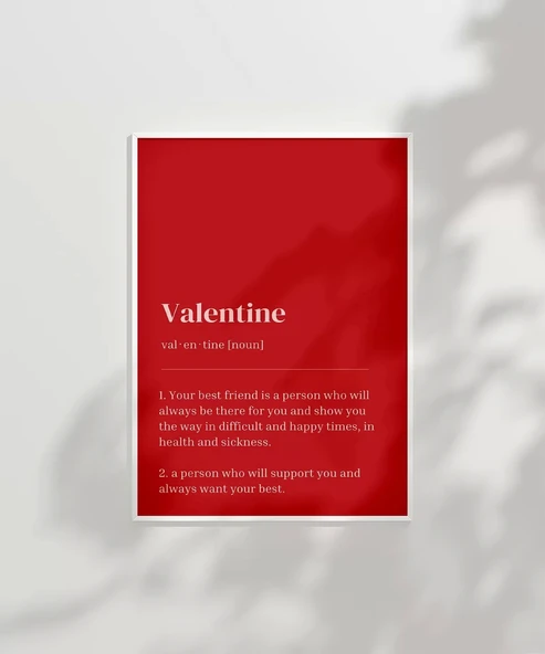 Çerçevesiz Poster Valentine Tanımı Tipografik - Resim 6