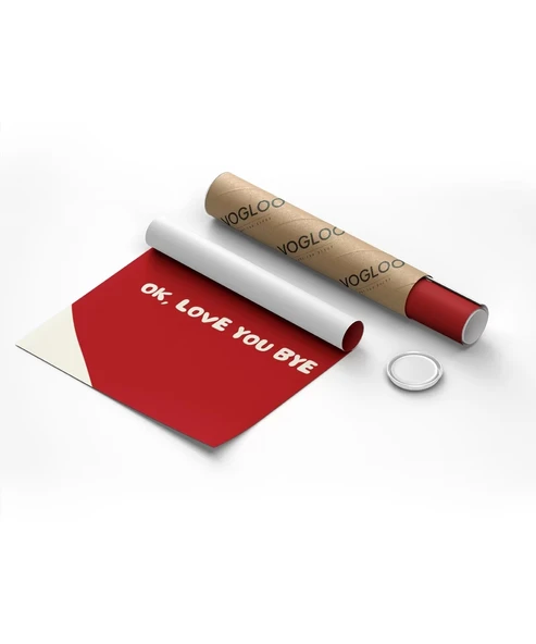 Çerçevesiz Poster OK Love You Bye  Kalp Temalı Tipografik - Resim 9