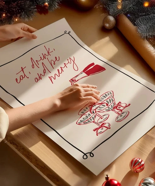 Çerçevesiz Poster Şık Yılbaşı Sofrası - Resim 2