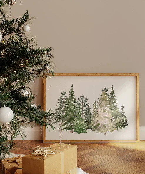 Çerçevesiz Poster Yılbaşı Ağaçları Sanatsal ürün görseli