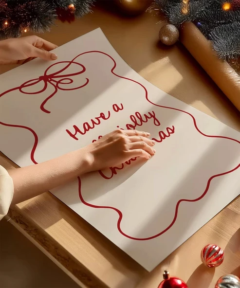 Çerçevesiz Poster Holly Jolly Christmas Mesajı - Resim 2