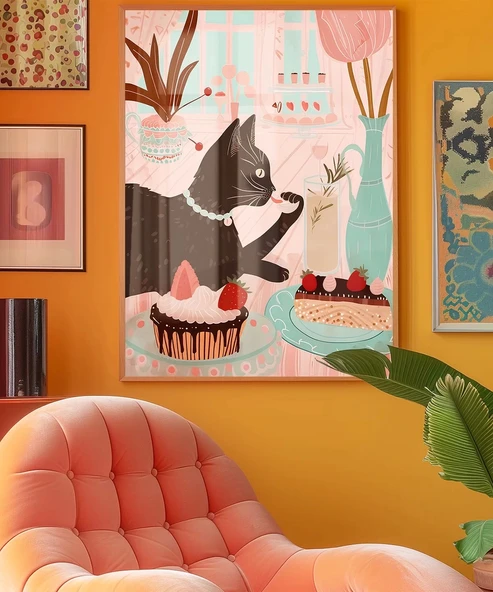 Çerçevesiz Poster Pati ve Pastalar - Resim 4