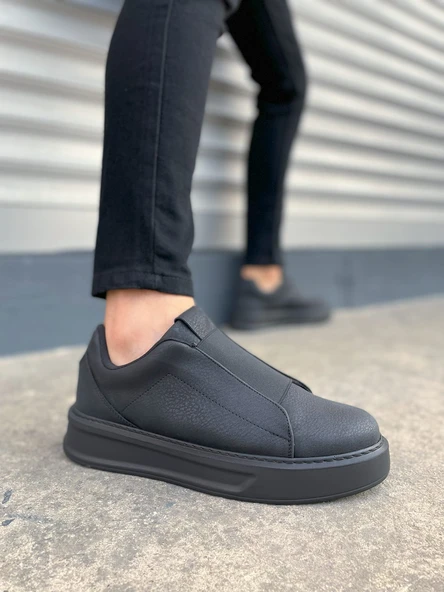JET-007 Alba Bağcıksız Cilt Erkek Günlük Sneaker Ayakkabı CST Siyah ürün görseli