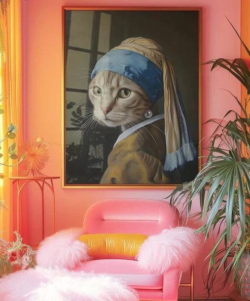 Çerçevesiz Poster Kediyle Yeniden - Resim 5