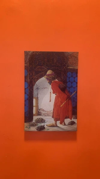 Kaplumbağa Terbiyecisi Natürel Tasarım Ahşap Çerçeve Ev İşyeri Duvar Kanvas Tablo - Resim 6