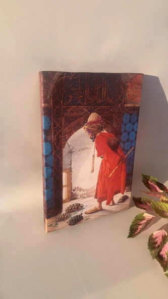 Kaplumbağa Terbiyecisi Natürel Tasarım Ahşap Çerçeve Ev İşyeri Duvar Kanvas Tablo - Resim 7