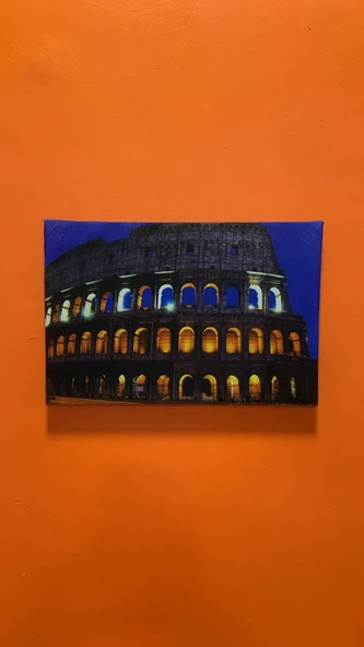 Colosseum Manzaralı Natürel Tasarım Ahşap Çerçeve Ev İşyeri Duvar Kanvas Tablo MMR2 - 3