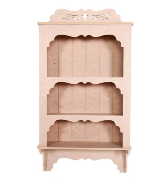 Ahşap Boyanabilir MDF Dekoratif 3 Raflı Duvar Rafı - Terek