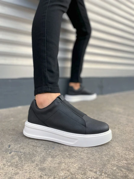 JET-007 Alba Bağcıksız Cilt Erkek Günlük Sneaker Ayakkabı CBT Siyah ürün görseli