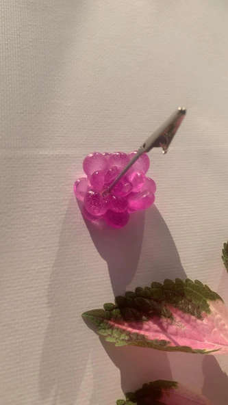 Mor Renkli Sukulent Şekil Kağıt Tutacağı Notluk Epoksi El Yapımı Hediyelik - 7