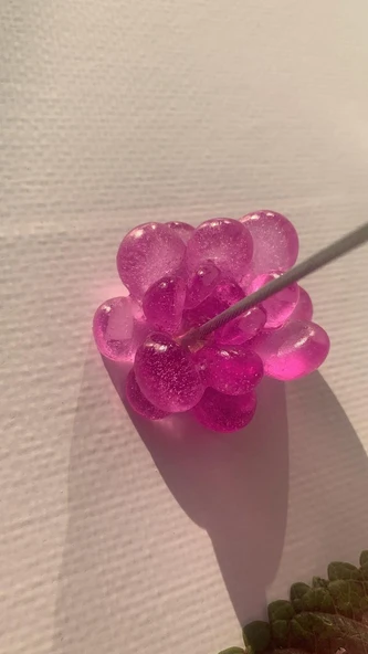 Mor Renkli Sukulent Şekil Kağıt Tutacağı Notluk Epoksi El Yapımı Hediyelik - 5