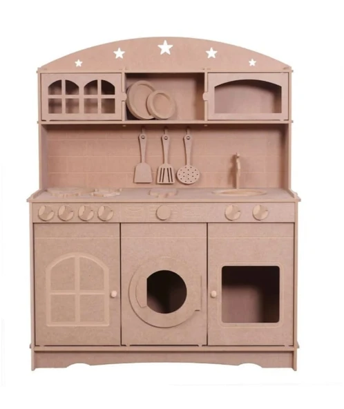 Ahşap MDF 3 Kapaklı Montessori Eğitici Oyuncak Mutfak Seti - 3