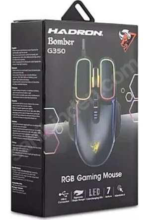 Hadron Bomber G350 Kablolu Oyuncu Mouse Rgb 6400 Dpi 150Cm Siyah - Resim 2