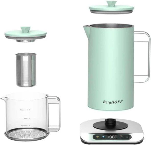 Berghoff Gem Retro Çay Makinesi 1,7 L Mint Yeşil - Resim 2