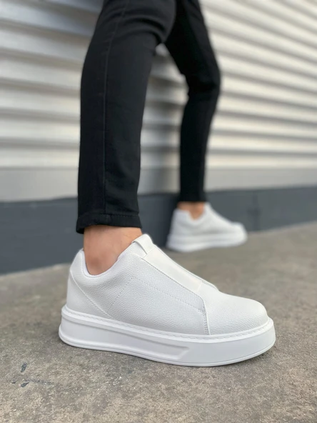 JET-007 Alba Bağcıksız Cilt Erkek Günlük Sneaker Ayakkabı CBT Beyaz - 1
