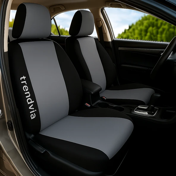 Gri Siyah Ön ve Arka Ortopedik Şerit Oto Koltuk Kılıfı Seti