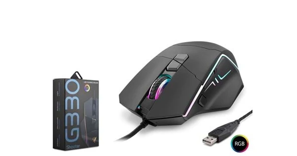 Hadron Shooter G330 Kablolu Oyuncu Mouse Rgb 6400 Dpi 150Cm Siyah ürün görseli