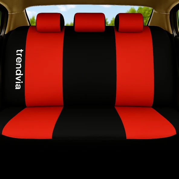 Kırmızı Siyah Ön ve Arka Ortopedik Şerit Oto Koltuk Kılıfı Seti - 2