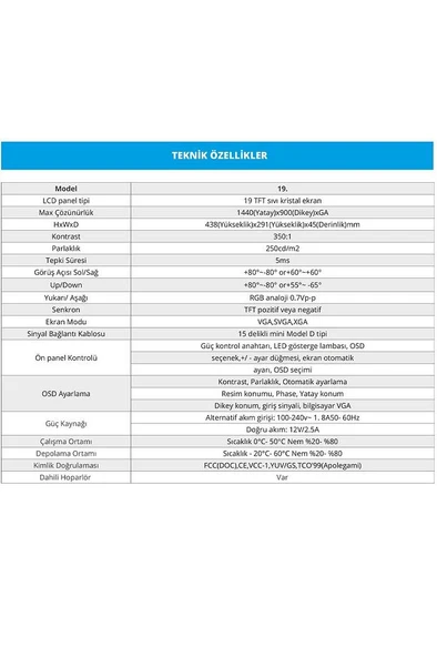 SNRELK 19'' SESLİ (DAHİLİ HOPARLÖR) GENİŞ EKRAN (HDMI-VGA) LED MONİTÖR - 3