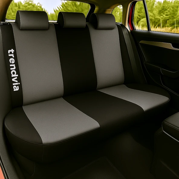 Gri Siyah Ön ve Arka Ortopedik Şerit Oto Koltuk Kılıfı Seti - 2