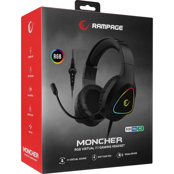 M7 Moncher Siyah Rgb LED USB 7.1 Gaming Mikrofonlu Oyuncu Kulaklığı - 2