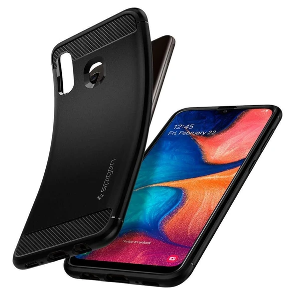 Spigen Galaxy A20 ile Uyumlu Kılıf Rugged Armor Matte Black - 4