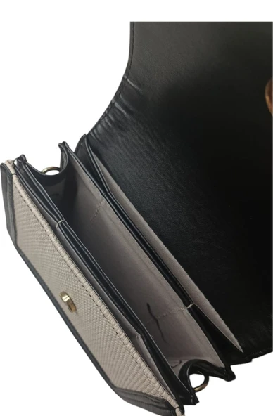 Kadın Ayarlanabilir Askılı Kenarları Şeritli Hasır El Ve Omuz Çantası - 4