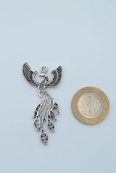 Zümrüdü Anka Kuşu Gümüş Kaplama Düz Zincir Kolye - Resim 3