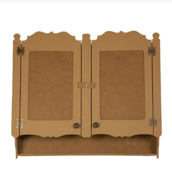 Ahşap Mdf Boyanabilir 2 Kapaklı Duvar Mutfak Rafı - Terek - 2