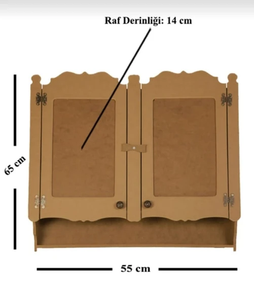 Ahşap Mdf Boyanabilir 2 Kapaklı Duvar Mutfak Rafı - Terek